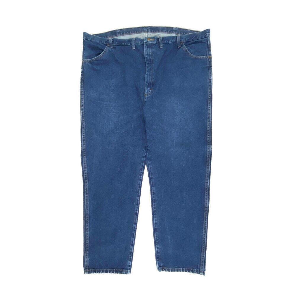 Rustler Straight Leg Men's size 48x30 Dark Wash Blue Denim Jeans